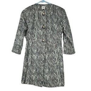 CAbi Womens Jacket XS‎ Zig Zag Ponte Knit 3/4 Sleeve Long Coat #3034